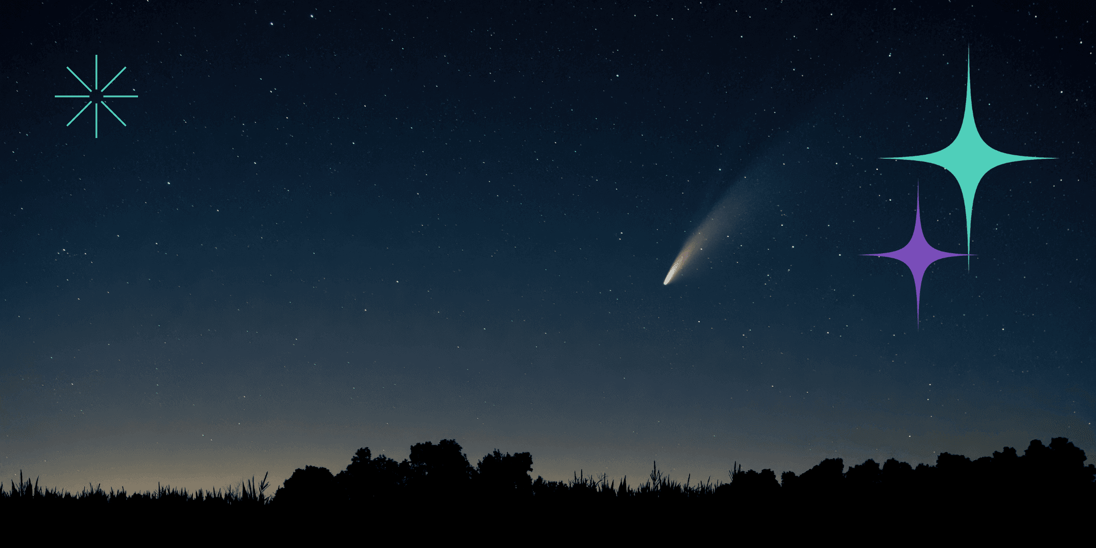 Image of comet - with illustrations of sparkles